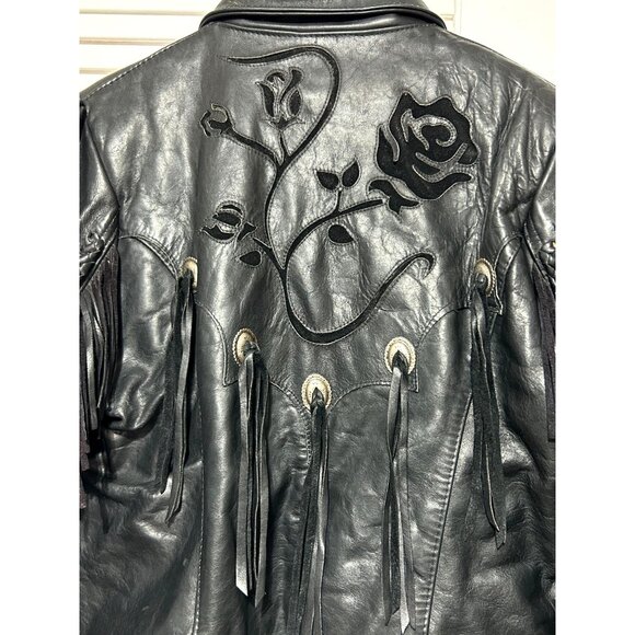 Vintage Gypsy Women's Black Leather Fringe Jacket Western Bohemian Size 18 3085 - Picture 10 of 15